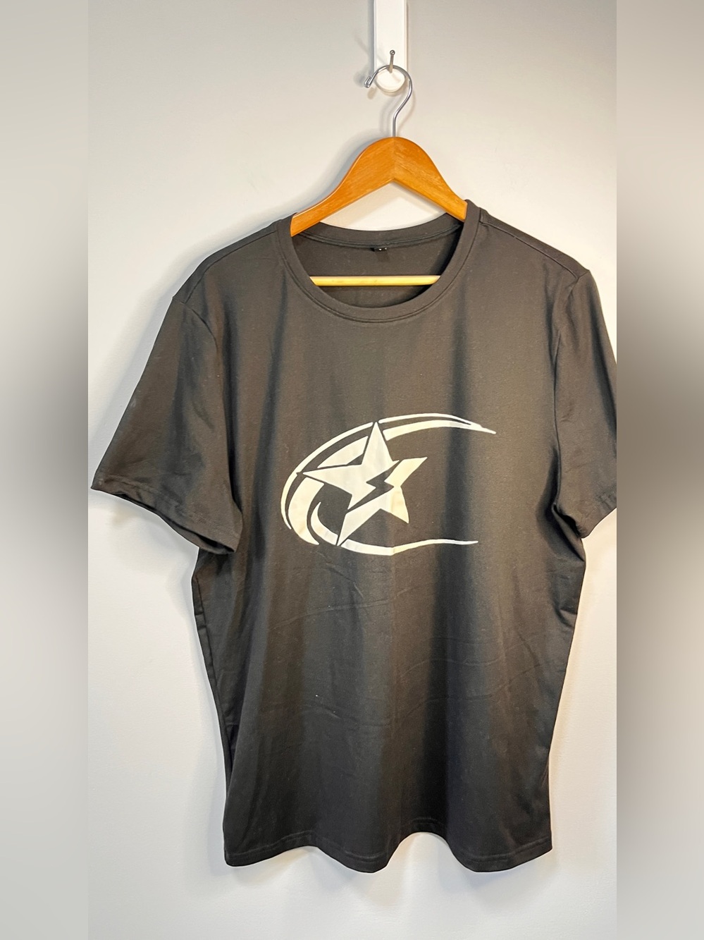 Men's Black Graphic Crewneck T-Shirt - Star Emblem Size Large
